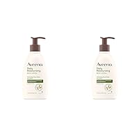 Aveeno Daily Moisturizing Body Lotion with Soothing Prebiotic Oat, Gentle Lotion Nourishes Dry Skin With Moisture, Paraben-, Dye- & Fragrance-Free, Non-Greasy & Non-Comedogenic, 12 fl. Oz (Pack of 2)