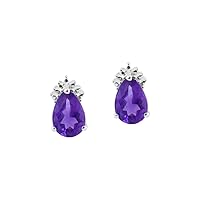Natural Purple Amethyst Pear Gemstone Stud Earring 925 Stamp Silver Jewelry | Gifts For Women And Girls