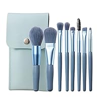 Makeup Brush Set Of 8 Soft Bristles Beginner Full Set Of Brushes Eye Shadow Foundation Ins Grooming Brush Mini Portable (Cyan)