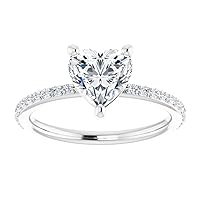 JEWELERYIUM 1 CT Heart Cut Colorless Moissanite Engagement Ring, Wedding/Bridal Ring Set, Halo Style, Solid Sterling Silver, Anniversary Bridal Jewelry, Amazing Birthday Gift for Wife