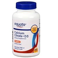 Equate Calcium Citrate + D3 Petites Dietary Supplement Tablets, 200 count