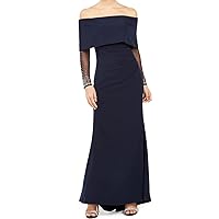 Vince Camuto Womens Sequined Off-The-Shoulder Evening Dress