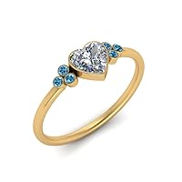 Choose Your Gemstone Petite Bezel Set Diamond CZ Ring yellow gold plated Heart Shape Petite Engagement Rings Matching Jewelry Wedding Jewelry Easy to Wear Gifts US Size 4 to 12