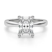 10K Solid White Gold Handmade Engagement Ring 1.00 CT Radiant Cut Moissanite Diamond Solitaire Wedding/Bridal Rings for Woman/Her Promise Ring