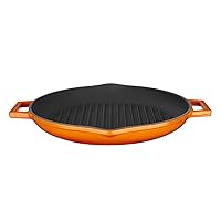 Lava Signature Enameled Cast-Iron 12 inch Round Grill Pan, Orange Spice
