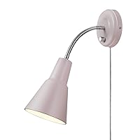 Globe Electric 13064 Sophie 1-Light Plug-in or Hardwire Wall Sconce, Chrome Gooseneck, Matte Rose, 6ft Clear Cord, Bulb Not Included