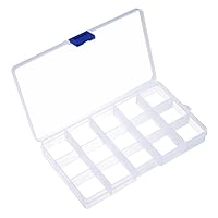 1pc Clear Rectangle Plastic Storage Box 15 Slots Small Compartment Organizer Vitamin Medicine Pill Jewelry Bead Findings Container Box spb18