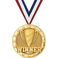 Juvale 12 Pack Gold Winning Participation Medal Awards for Contests with  Neck Ribbon for Sports, Competitions, Tournaments, Spelling Bees, Olympic