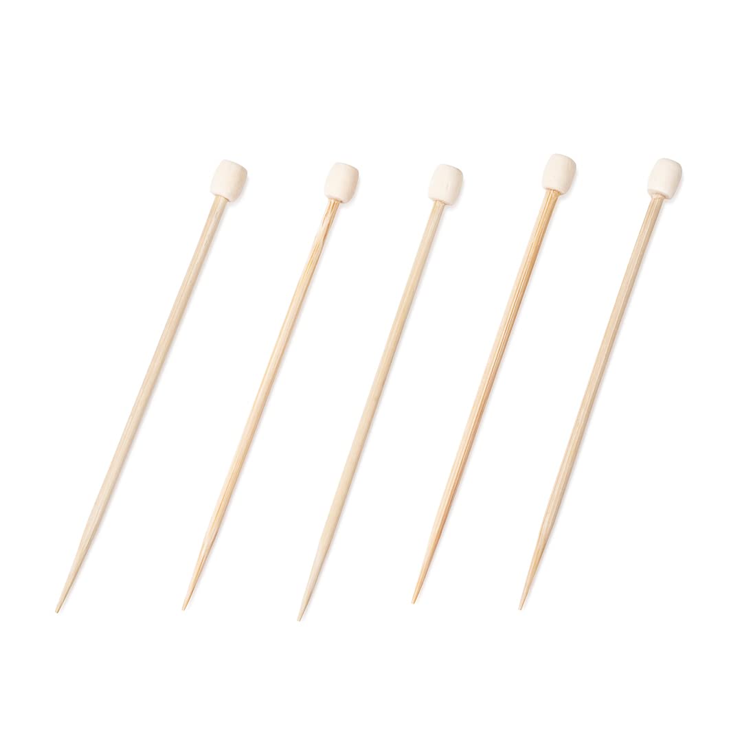 Restaurantware 3.5 Inch Cocktail Picks, 100 Disposable Appetizer Skewers - Cylinder Top, Sturdy, Natural Bamboo Decorative Toothpicks, For Barbeques, Parties, Or Buffets , Pack of 1