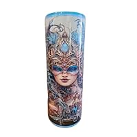 Masked Lady - 20oz Stainless steel, double walled Homemade epoxy tumbler. Featuring a beautiful, masked lady. Indulge in sophistication and elevate your drinking experience. Wrap yourself in beauty an