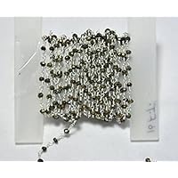 5 Feet Long gem Black Pyrite 2.5mm rondelle Shape Faceted Cut Beads Wire Wrapped Silver Plated Rosary Chain for Jewelry Making/DIY Jewelry Crafts  CHIK-ROS-CH-56155