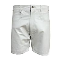 Leather Trend Men's Shorts, Lambskin Leather White Color Adorable Sports,Gym, Workout, Running Shorts LTMS22