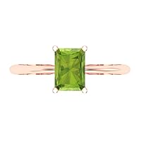Clara Pucci 1.0 ct Radiant Cut Solitaire Natural Peridot Engagement Wedding Bridal Promise Anniversary Ring 18K Rose Gold