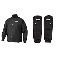 Lincoln Electric Premium Flame Resistant (FR) Cotton Welding Jacket | Comfortable | Black | Medium | K2985-M & KH813 Black One Size Flame-Resistant Welding Sleeves