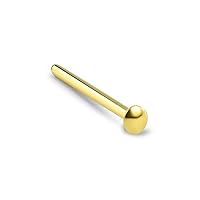 18k Gold Plated over 925 Sterling Silver Nose Ring Straight Stud, L Bend, Nose Bone 2mm Dome Disc 22G