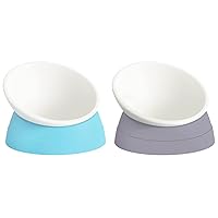 2Pcs Cat Bowls Elevated Cat Food Bowl Adjustable Cat Dish Anti-Slip and Anti-Noise Raised Cat Bowl Protecting Pet’s Spine Thickened Plastic Bowl Suitable for Indoor Cats, 17 Oz