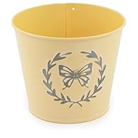 Boston International Easter Pail Butterfly Accented Metal Bucket, 4.5-Inches, Yellow