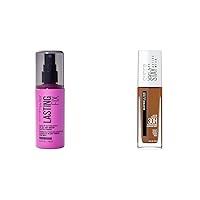 New York Facestudio Lasting Fix Makeup Setting Spray, Matte Finish, 3.4 fl. oz. & Super Stay Full Coverage Liquid Foundation Active Wear Makeup, Up to 30Hr Wear
