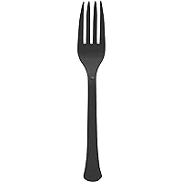 Jet Black Plastic Heavy Weight Forks (50 Count) - Premium Disposable Plastic Cutlery, Perfect for Home Use and All Kinds of Occasions