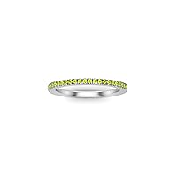 14K White Gold Plated 1.00 Ctw Round Cut Lab Created Green Peridot Half Eternity Band Engagement Wedding Ring For Womens & Girls