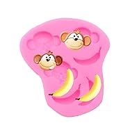 Monkey and Banana Shaped Silicone Molds for DIY Cake Fondant Biscuit Cookies Soap Sugar Pudding Chocolate Hard Candies Dessert Candle Decor