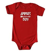 Amma's Boy Customizable Colored Baby Bodysuit, Baby Shower Present, Infant Gender Reveal Gift, New Grandson Clothes (6M, Short Sleeve, Red)