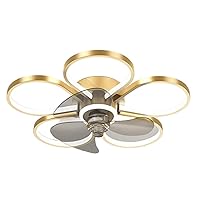 Modern Ceiling Fan with Lights, Flush Mount, Remote Control LED Dimming 3 Colors Lighting, Low Profile Ceiling Fan for Kitchen, Bedroom, Children's Room