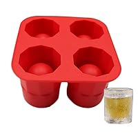 Silicone Shot Glass Ice Molds-Ice-shot Glass Mould-Ice Cube Shot Glass Freeze Mold-Shot Glass Ice Mold-Ice Cube Trays-Whiskey Glass Ice Cubes-Ice Cup-Ice Cream Desserts Crystal Mould (RED)