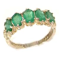 925 Sterling Silver Real Genuine Emerald Womens Eternity Ring