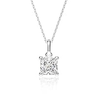 Thegoldencrafter 2 Carat Princess Cut Diamond Necklace For Women Solitaire Diamond Chain Pendant/Necklace 14K White Gold Plated