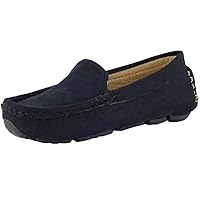 Girls Boys Suede Leather Slip-on Loafers Casual Boat Shoes Dress Shoes Oxford Flats