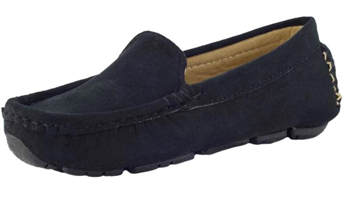 PPXID Girls Boys Suede Leather Slip-on Loafers Casual Boat Shoes Dress Shoes Oxford Flats
