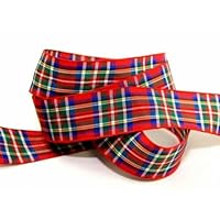 25mm Berisford Woven Tartan Ribbon 7 Royal Stewart - per metre