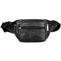 New Leather Waist Bag Men Fanny Pack Men Leather Pouch Men High Capacity Waterproof Hip Bag Black Belt Bag Big Kidney Bags Simple and Stylish