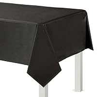 Perfect Stix Premium Disposable Table Cloth - 10 Pack, 54 x 108 Inch Table Cloths for Parties, Decorative Tablecloths for Rectangle Tables, Black Plastic Table Cover, Leakproof & Sturdy, Black