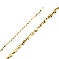 14K Gold 4 mm Rope Chain - Length: 22