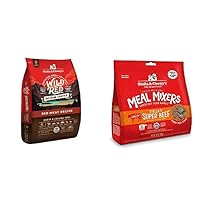 Stella & Chewy's Wild Red Raw Coated Kibble Dry Dog Food Grain Free Red Meat Recipe, 21lb Bag + Freeze-Dried Raw Meal Mixers Dog Food Topper Stella's Super Beef Recipe, 18oz Bag