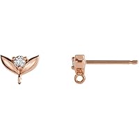 .03 CT Diamond Vintage-Inspired Earring Top (6.7mm x 5.1mm)