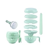 Baby Food Grinder, 8 in 1 Baby Food Mill with Mash Bowl, Hand Masher, Citrus Juicer & Grater, Portable Food Masher Maker for Baby Food