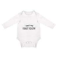 Baby I Got My First Tooth Long Sleeves Romper Jumpsuits for Boy and Girl