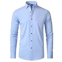 Mens Light EN8 Elastic Formal Dress Shirts Slim Fit Long Sleeve Shirt Men Casual Business Shirt Male