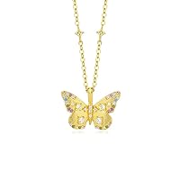 Necklaces for Women,Sterling silver necklace,butterfly pendant,gift box,18K gold plated,for Teen Girls,Simple Jewelry