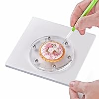 Cookie Decorating Turntable, Sugar Cake Cookie Decorating Supplies Kit-with Anti-Slip Silicone Mat,Turns Smoothly Easy Control and Convenient,5.7 x 5.7inch,Thicker,Acrylic,Square