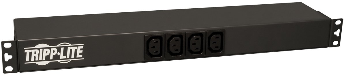 Tripp Lite Basic PDU, 14 Outlets (12 C13, 2 C19), 208/240V, NEMA L6-20P Input, 3.3/3.8kW, 15 ft. Cord, 1U Rack-Mount Single-Phase PDU (PDUH20HVL6), Black