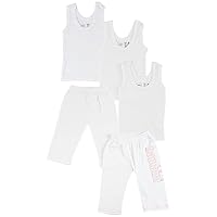 CS-0445S Infant Tank Tops & Track Sweat Pants White & Pink - Small - 5 per Pack