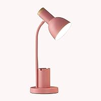 Table lamp, Decorative Table lamp, Bedside lamp, E27, Without Light Source, Push Button Switch, Eye Protection Work Light for Study, Reading, Handicraft, Sewing, Computer Work. (Color : Pink)