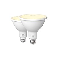 Philips Hue White PAR38 LED 100W Equivalent Waterproof Dimmable Smart Wireless Flood Light Bulb (2 Pack)