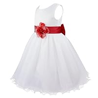 Flower Girl Dress for Wedding Party Bridesmaid Princess Bow Dress Sleeveless Birthday Evening Dress Tulle Ball Gown