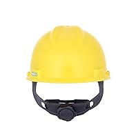MSA 10203088 V-Gard Cap Style Safety Hard Hat with Fas-Trac III Ratchet Suspension | Polyethylene Shell, Superior Impact Protection, Self Adjusting Crown Straps - Standard Size in Matte Hi-Viz Yellow