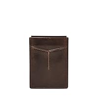 Fossil Men's Leather Minimalist Magnetic Card Case with Money Clip Front Pocket Wallet for Men